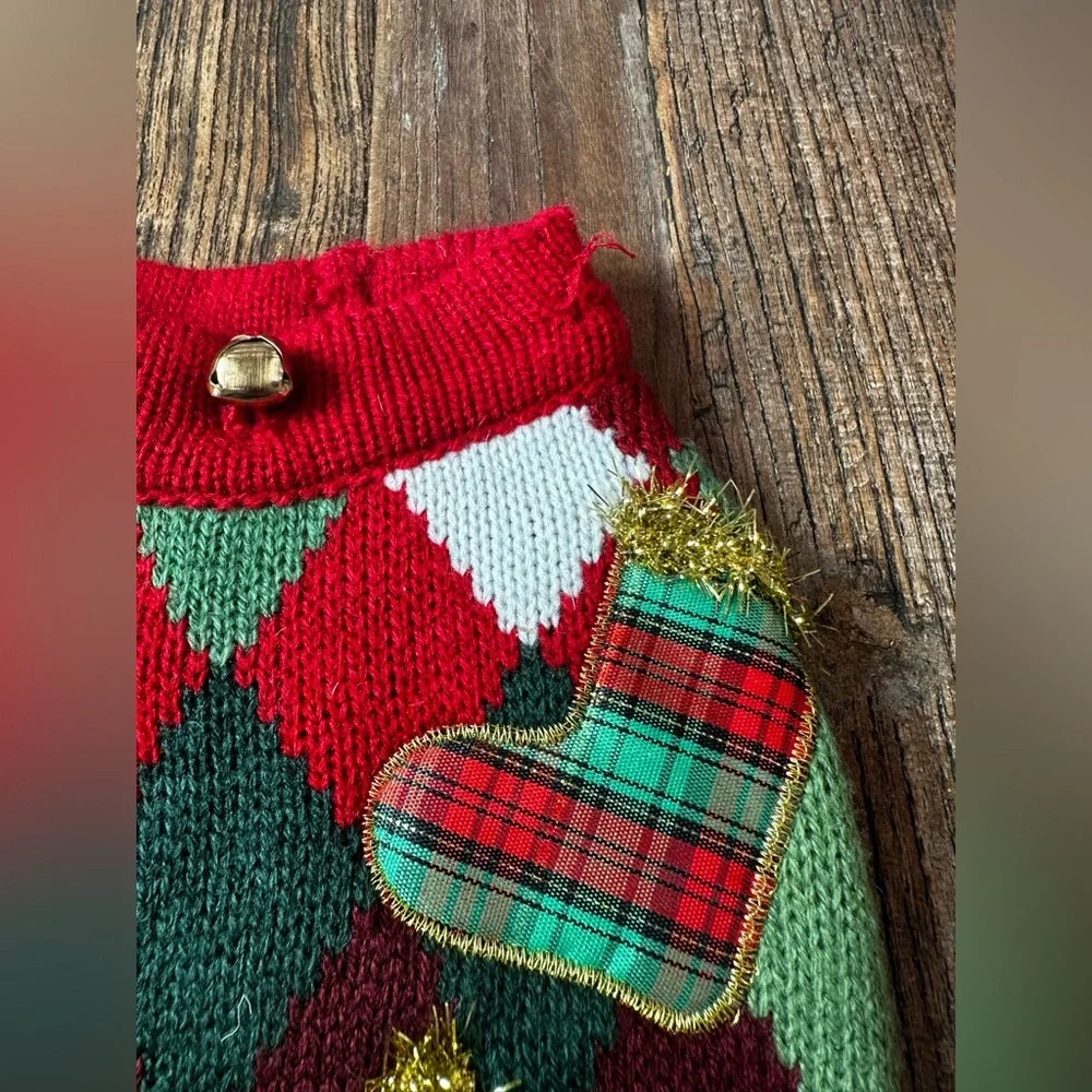 Festive Red and Green Dog Sweater